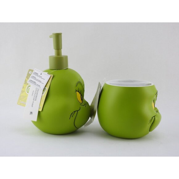 Grinch Bathroom Set Lotion Soap Dispenser and Toothbrush Holder Christmas Decor - Picture 5 of 13